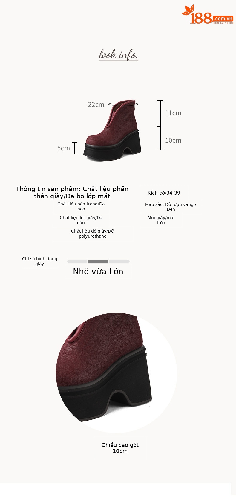 Boot nữ da bò cao gót siêu cao đế xuồng chống nước mùa thu đông 2025 — đen, Mỏ neo màu đỏ chi tiết 4