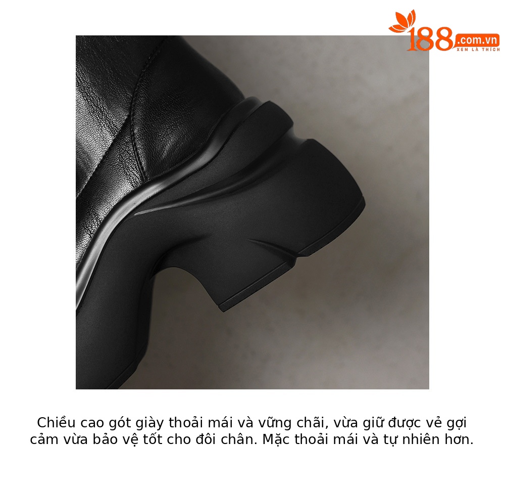 Boot nữ cổ thấp đế dày gót vuông co giãn da thật mùa thu đông — Lớp lót nhung màu nâu, nhung đen, Li đơn màu nâu, Lớp lót đơn màu đen chi tiết 21