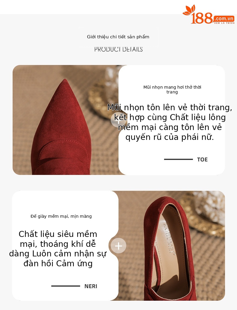Giày cưới da lộn mũi nhọn đế bệt chống thấm nước — nhung đen chi tiết 1