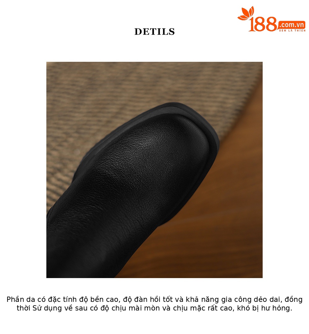 Boot Chelsea cổ ngắn mũi vuông da dê mềm, gót dày platform, phong cách cổ điển, dáng slip-on thu đông — nhung đen, Nhung nâu, Lớp lót đơn màu đen, Lớp lót đơn màu nâu chi tiết 19