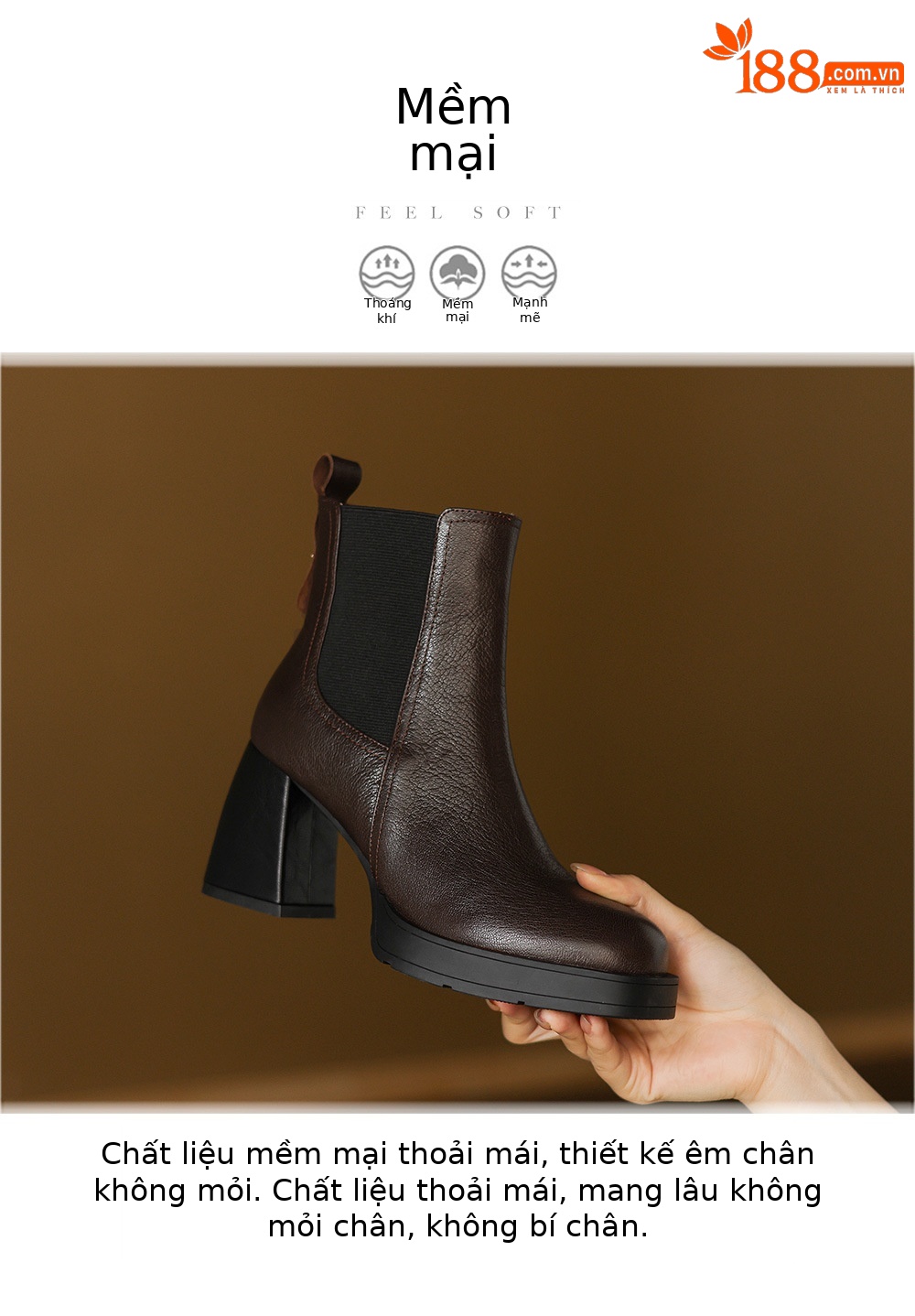 Boot Chelsea cổ ngắn mũi vuông da dê mềm, gót dày platform, phong cách cổ điển, dáng slip-on thu đông — nhung đen, Nhung nâu, Lớp lót đơn màu đen, Lớp lót đơn màu nâu chi tiết 23