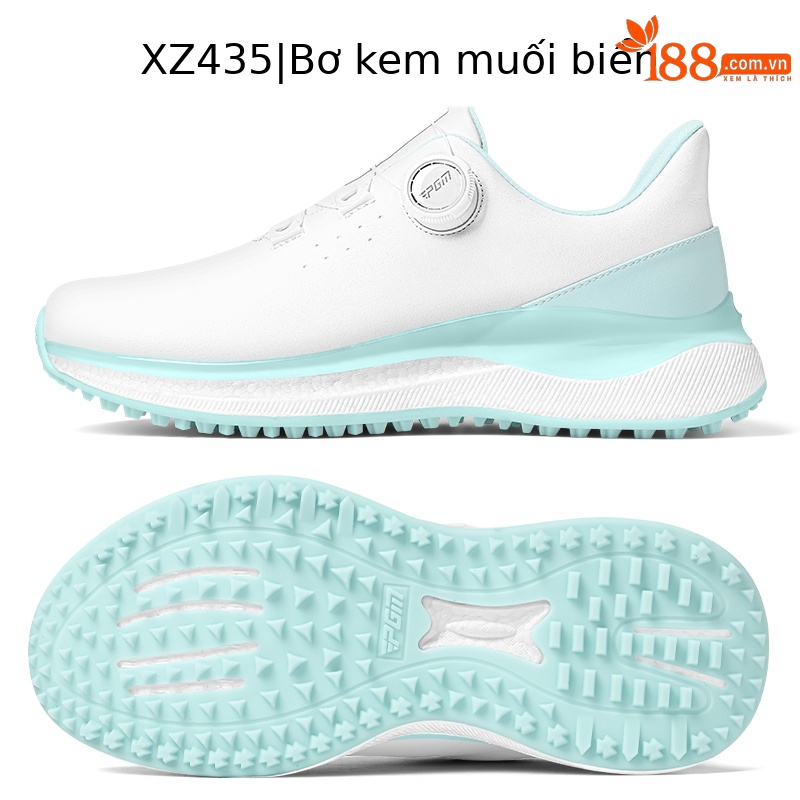 Giày Golf Nữ PGM Chống Thấm Nước Đế Bỏng Ngô Co Giãn Cao Tăng Chiều Cao — Kem muối biển-[Siêu chống nước/Đế giữa bỏng ngô/Giày chống trượt được cấp bằng sáng chế] XZ435, Kem đường bột-[siêu chống thấm nước/đế giữa bỏng ngô/gai chống trượt được cấp bằng sáng chế] XZ435