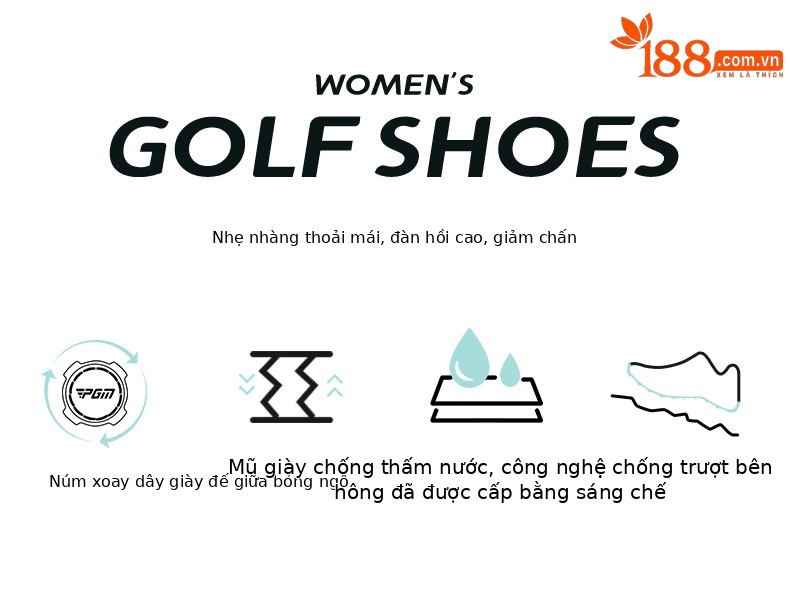 Giày Golf Nữ PGM Chống Thấm Nước Đế Bỏng Ngô Co Giãn Cao Tăng Chiều Cao — Kem muối biển-[Siêu chống nước/Đế giữa bỏng ngô/Giày chống trượt được cấp bằng sáng chế] XZ435, Kem đường bột-[siêu chống thấm nước/đế giữa bỏng ngô/gai chống trượt được cấp bằng sáng chế] XZ435 chi tiết 5