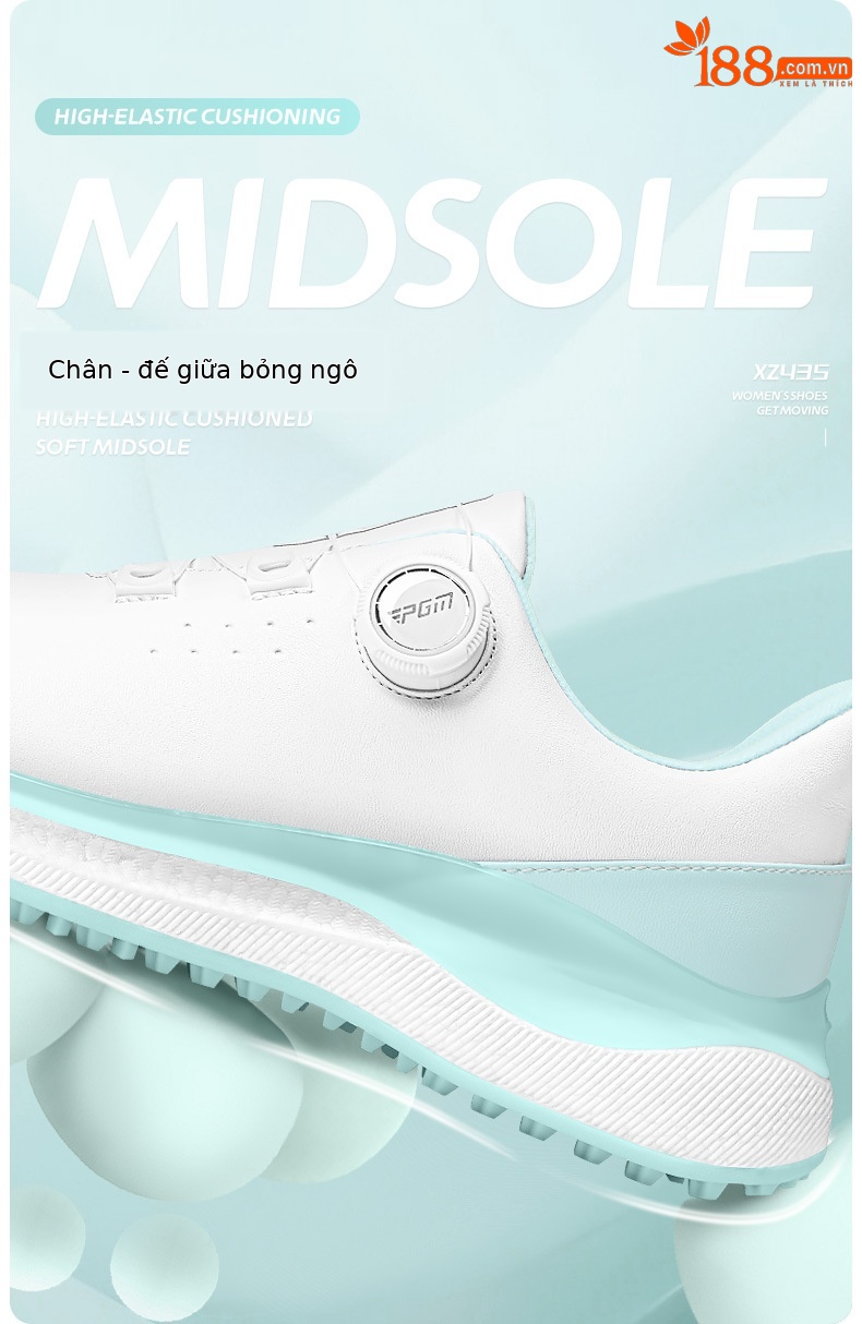 Giày Golf Nữ PGM Chống Thấm Nước Đế Bỏng Ngô Co Giãn Cao Tăng Chiều Cao — Kem muối biển-[Siêu chống nước/Đế giữa bỏng ngô/Giày chống trượt được cấp bằng sáng chế] XZ435, Kem đường bột-[siêu chống thấm nước/đế giữa bỏng ngô/gai chống trượt được cấp bằng sáng chế] XZ435 chi tiết 6
