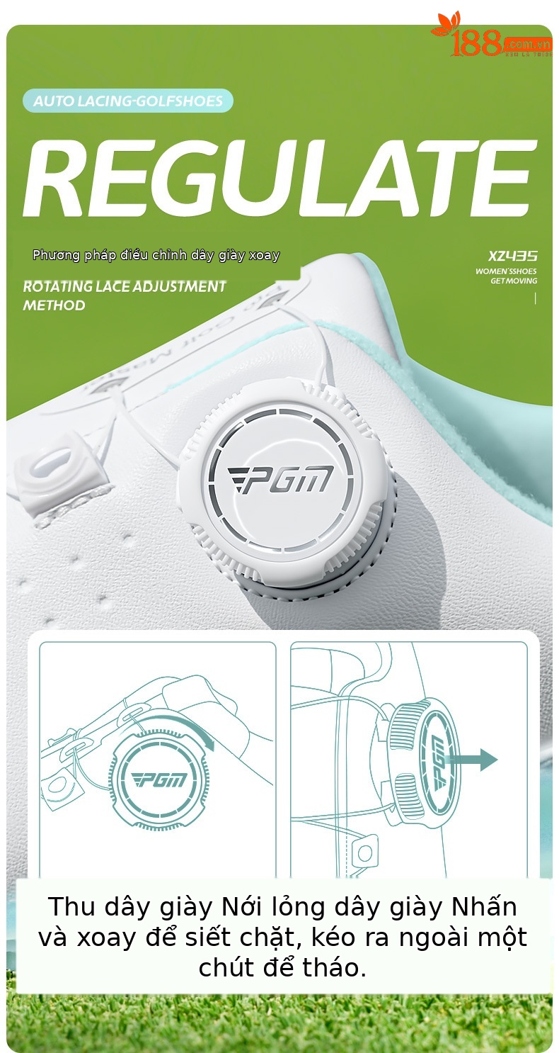 Giày Golf Nữ PGM Chống Thấm Nước Đế Bỏng Ngô Co Giãn Cao Tăng Chiều Cao — Kem muối biển-[Siêu chống nước/Đế giữa bỏng ngô/Giày chống trượt được cấp bằng sáng chế] XZ435, Kem đường bột-[siêu chống thấm nước/đế giữa bỏng ngô/gai chống trượt được cấp bằng sáng chế] XZ435 chi tiết 10