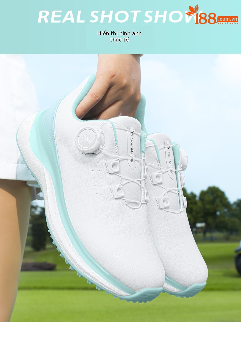 Giày Golf Nữ PGM Chống Thấm Nước Đế Bỏng Ngô Co Giãn Cao Tăng Chiều Cao — Kem muối biển-[Siêu chống nước/Đế giữa bỏng ngô/Giày chống trượt được cấp bằng sáng chế] XZ435, Kem đường bột-[siêu chống thấm nước/đế giữa bỏng ngô/gai chống trượt được cấp bằng sáng chế] XZ435 chi tiết 12