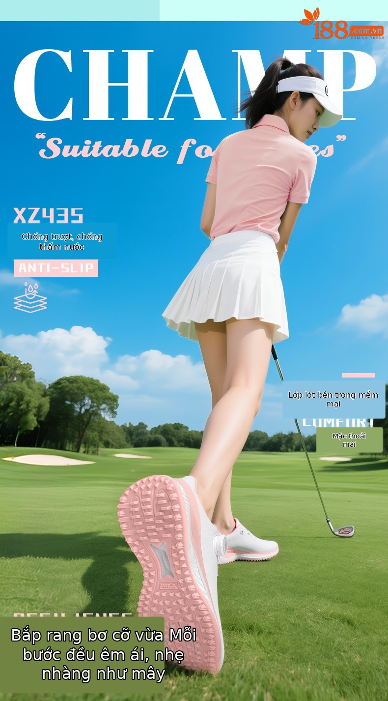 Giày Golf Nữ PGM Chống Thấm Nước Đế Bỏng Ngô Co Giãn Cao Tăng Chiều Cao — Kem muối biển-[Siêu chống nước/Đế giữa bỏng ngô/Giày chống trượt được cấp bằng sáng chế] XZ435, Kem đường bột-[siêu chống thấm nước/đế giữa bỏng ngô/gai chống trượt được cấp bằng sáng chế] XZ435 chi tiết 3