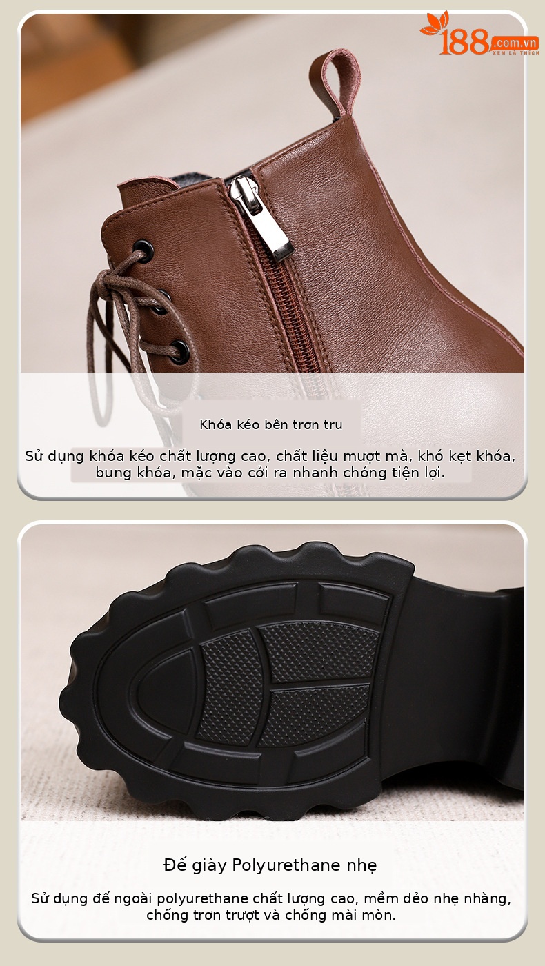 Boot nữ đế tăng chiều cao 10cm dây buộc mùa thu đông — Lớp lót nhung đen, Lớp lót đơn màu nâu sẫm, Lớp lót đơn màu đen, Lớp lót nhung màu nâu sẫm chi tiết 18