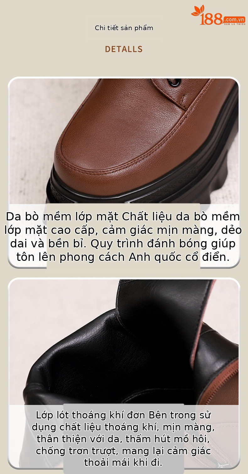 Boot nữ đế tăng chiều cao 10cm dây buộc mùa thu đông — Lớp lót nhung đen, Lớp lót đơn màu nâu sẫm, Lớp lót đơn màu đen, Lớp lót nhung màu nâu sẫm chi tiết 16