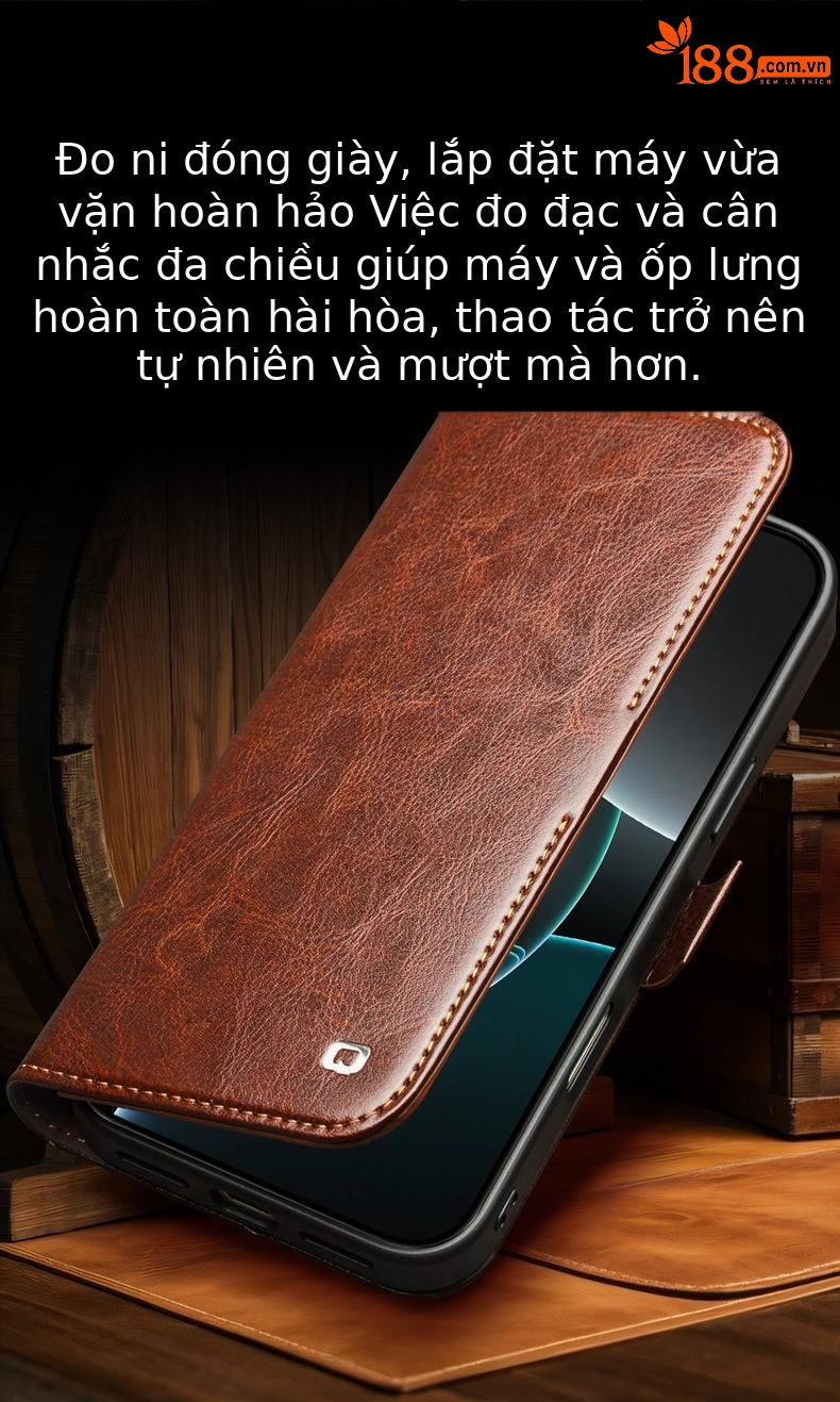 Ốp lưng da thật iPhone 17 Pro Max dạng gập nắp có khe thẻ, nam châm từ, chân đế — iPhone17 Pro max khóa từ cổ điển nâu đậm, iPhone17 Pro max khóa từ cổ điển đen, iPhone17 Pro khóa từ cổ điển nâu đậm, iPhone17 Pro khóa từ cổ điển đen chi tiết 6