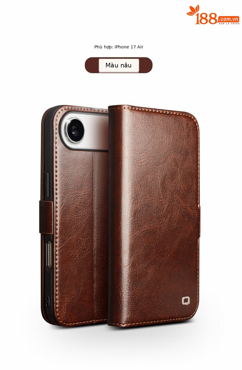 Ốp lưng da thật iPhone 17 Pro Max dạng gập nắp có khe thẻ, nam châm từ, chân đế — iPhone17 Pro max khóa từ cổ điển nâu đậm, iPhone17 Pro max khóa từ cổ điển đen, iPhone17 Pro khóa từ cổ điển nâu đậm, iPhone17 Pro khóa từ cổ điển đen chi tiết 9