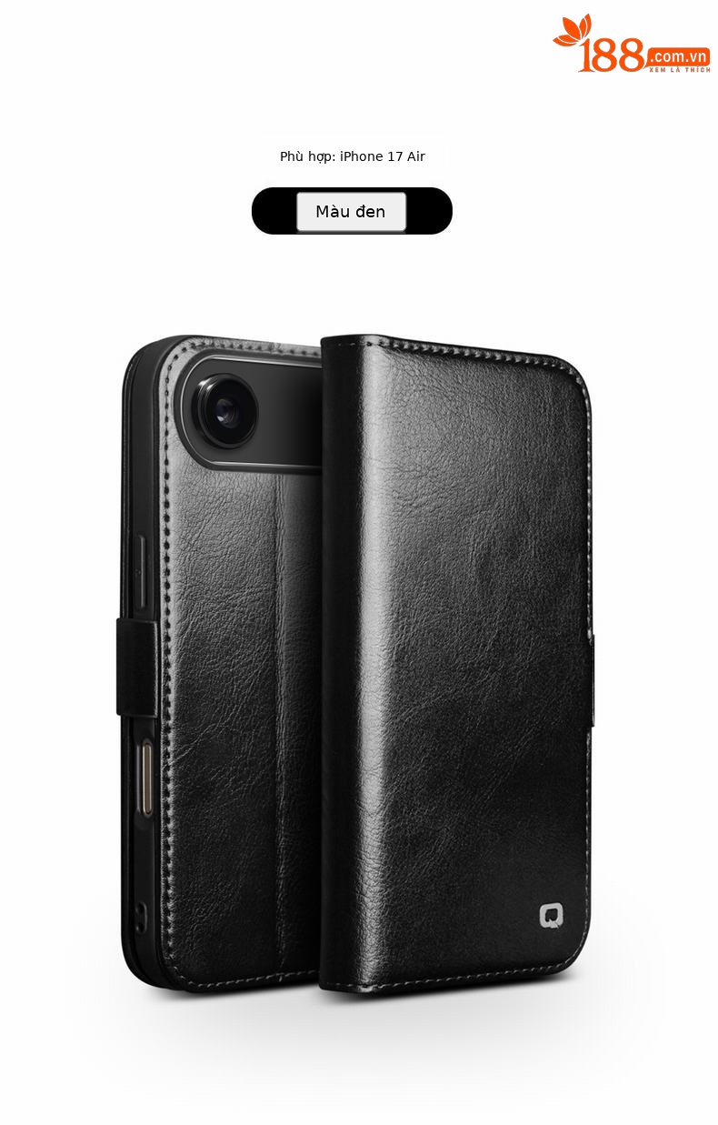 Ốp lưng da thật iPhone 17 Pro Max dạng gập nắp có khe thẻ, nam châm từ, chân đế — iPhone17 Pro max khóa từ cổ điển nâu đậm, iPhone17 Pro max khóa từ cổ điển đen, iPhone17 Pro khóa từ cổ điển nâu đậm, iPhone17 Pro khóa từ cổ điển đen chi tiết 10