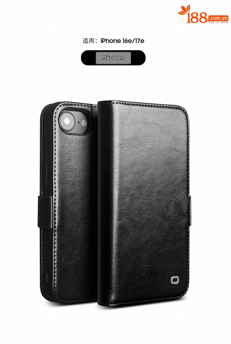 Ốp lưng da thật iPhone 17 Pro Max dạng gập nắp có khe thẻ, nam châm từ, chân đế — iPhone17 Pro max khóa từ cổ điển nâu đậm, iPhone17 Pro max khóa từ cổ điển đen, iPhone17 Pro khóa từ cổ điển nâu đậm, iPhone17 Pro khóa từ cổ điển đen chi tiết 14