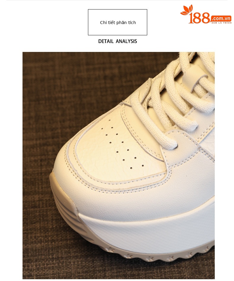 Giày sneaker nữ đế dày tăng chiều cao, phong cách thể thao trắng đa năng — Cơm trắng mơ chi tiết 7
