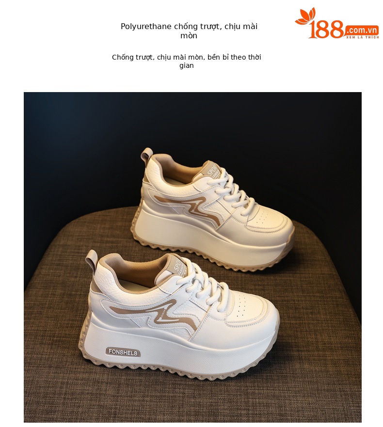 Giày sneaker nữ đế dày tăng chiều cao, phong cách thể thao trắng đa năng — Cơm trắng mơ chi tiết 10