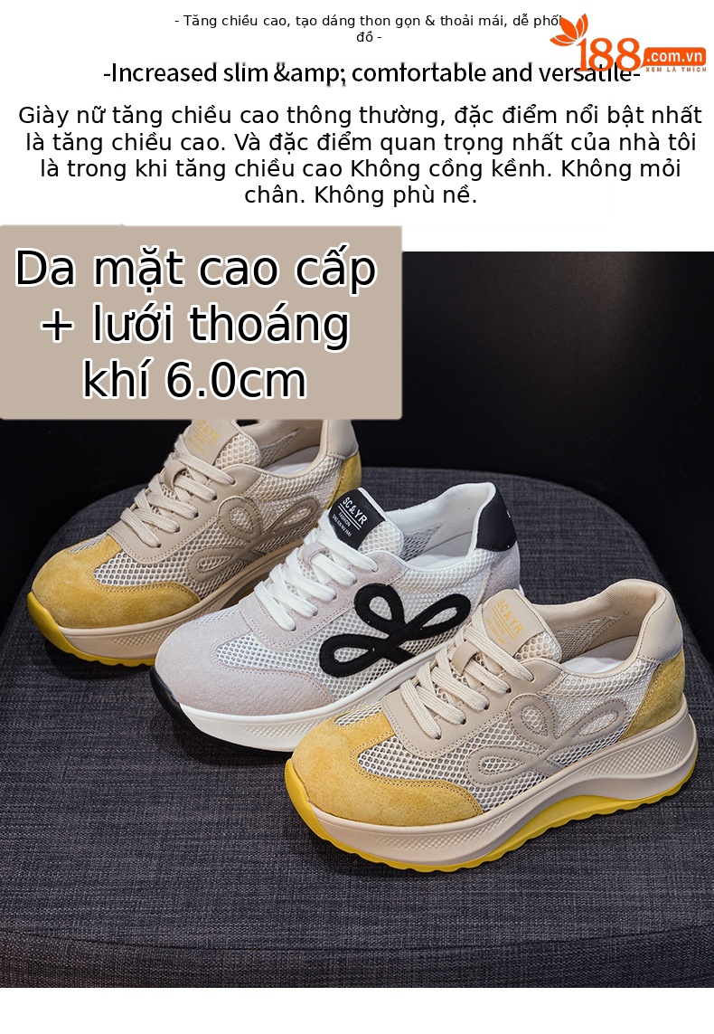Giày sneaker nữ đế dày phong cách Đức phối da lộn màu đỏ Ancola — M2915 mạng đôi màu vàng, M2915- Mạng trong suốt 1m màu, M2915-1 lưới trong suốt màu vàng, M2915 mạng kép màu đỏ chi tiết 10
