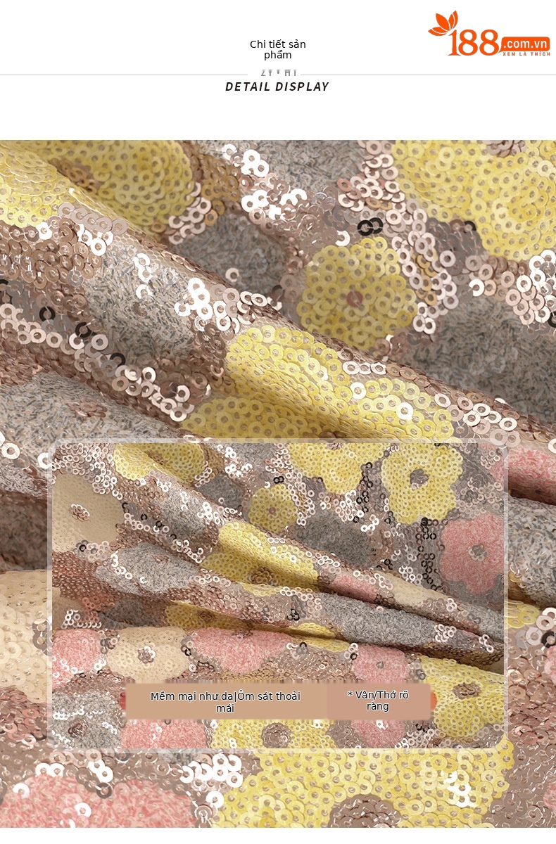 Đầm ôm body nữ thiết kế Pháp họa tiết hoa đính sequin — màu chi tiết 2
