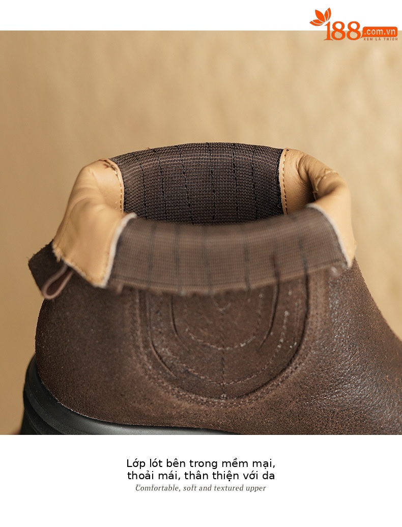 Giày boot Chelsea nữ cổ thun đế dày 10 cm chống nước mùa thu đông — đen, nâu sẫm chi tiết 12