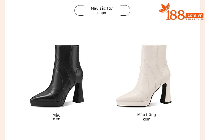 Giày cao gót nữ mũi nhọn đế xuồng platform da thật gót siêu cao 12 cm — nhung đen chi tiết 1