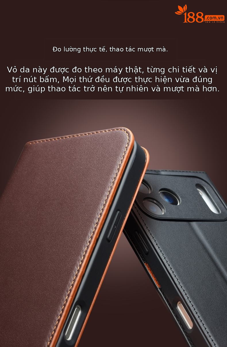 Ốp lưng da thật Qiali cho iPhone 17 Pro Max, dạng gập bảo vệ toàn diện, chống rơi, có khe đựng thẻ — iPhone17 pro max classic thế hệ thứ hai màu nâu, iPhone17 pro max classic thế hệ thứ hai màu đen, iPhone17 pro max classic thế hệ thứ hai màu đỏ, iPhone17 pro classic thế hệ thứ hai màu nâu chi tiết 7