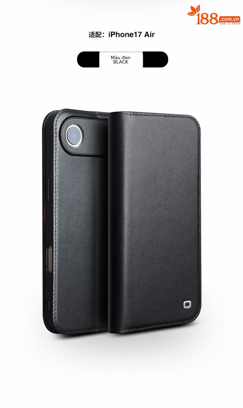 Ốp lưng da thật Qiali cho iPhone 17 Pro Max, dạng gập bảo vệ toàn diện, chống rơi, có khe đựng thẻ — iPhone17 pro max classic thế hệ thứ hai màu nâu, iPhone17 pro max classic thế hệ thứ hai màu đen, iPhone17 pro max classic thế hệ thứ hai màu đỏ, iPhone17 pro classic thế hệ thứ hai màu nâu chi tiết 13