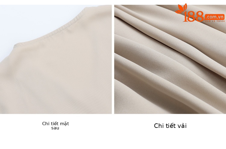 Váy maxi nữ cổ V thắt eo phong cách thanh lịch — Màu mơ gạo chi tiết 6