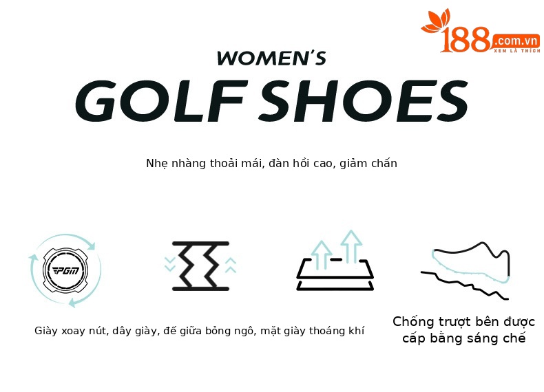 Giày golf PGM nữ lỗ thông gió mùa hè đế bắp rang tăng chiều cao — Kem muối biển-[Lỗ thông gió tản nhiệt/Đế giữa bật lên/Giày chống trượt được cấp bằng sáng chế] XZ430, Kem đường bột-[Lỗ thông gió tản nhiệt/đế giữa bỏng ngô/gai chống trượt được cấp bằng sáng chế] XZ430 chi tiết 4