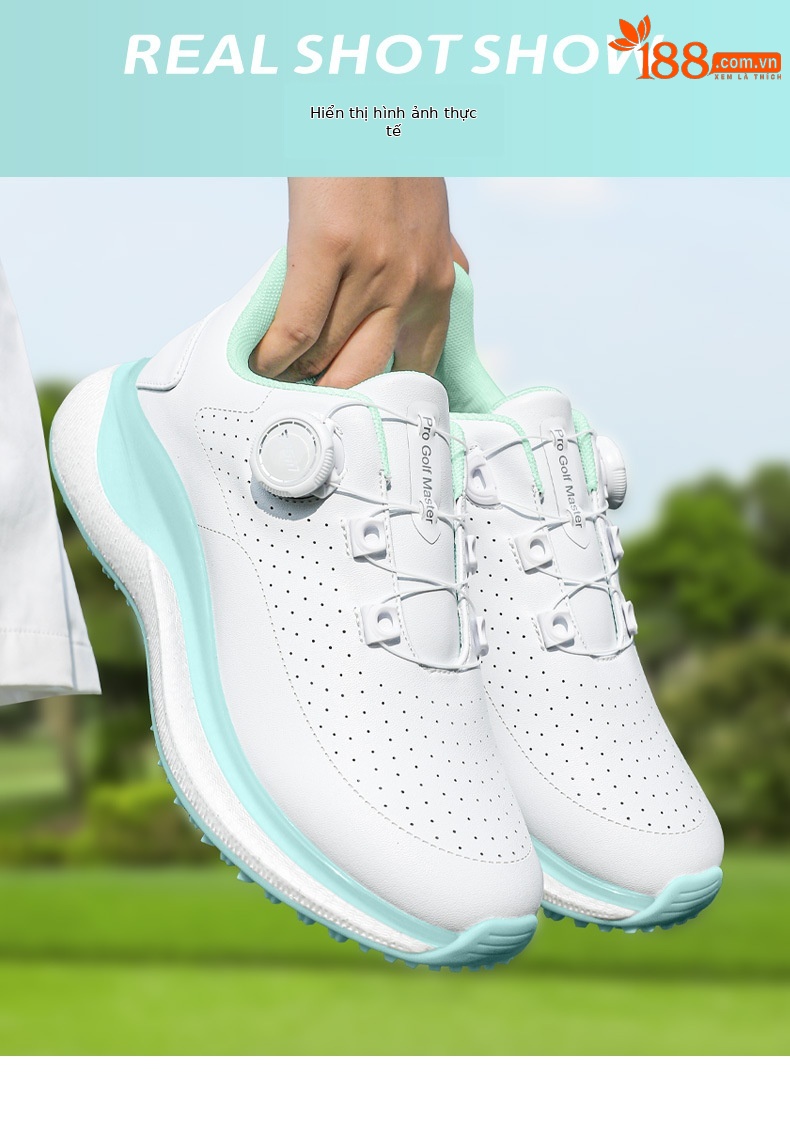 Giày golf PGM nữ lỗ thông gió mùa hè đế bắp rang tăng chiều cao — Kem muối biển-[Lỗ thông gió tản nhiệt/Đế giữa bật lên/Giày chống trượt được cấp bằng sáng chế] XZ430, Kem đường bột-[Lỗ thông gió tản nhiệt/đế giữa bỏng ngô/gai chống trượt được cấp bằng sáng chế] XZ430 chi tiết 11