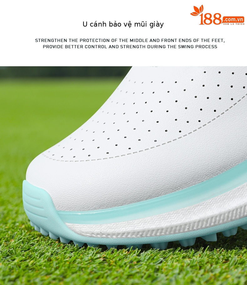 Giày golf PGM nữ lỗ thông gió mùa hè đế bắp rang tăng chiều cao — Kem muối biển-[Lỗ thông gió tản nhiệt/Đế giữa bật lên/Giày chống trượt được cấp bằng sáng chế] XZ430, Kem đường bột-[Lỗ thông gió tản nhiệt/đế giữa bỏng ngô/gai chống trượt được cấp bằng sáng chế] XZ430 chi tiết 16