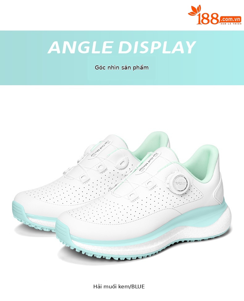 Giày golf PGM nữ lỗ thông gió mùa hè đế bắp rang tăng chiều cao — Kem muối biển-[Lỗ thông gió tản nhiệt/Đế giữa bật lên/Giày chống trượt được cấp bằng sáng chế] XZ430, Kem đường bột-[Lỗ thông gió tản nhiệt/đế giữa bỏng ngô/gai chống trượt được cấp bằng sáng chế] XZ430 chi tiết 19