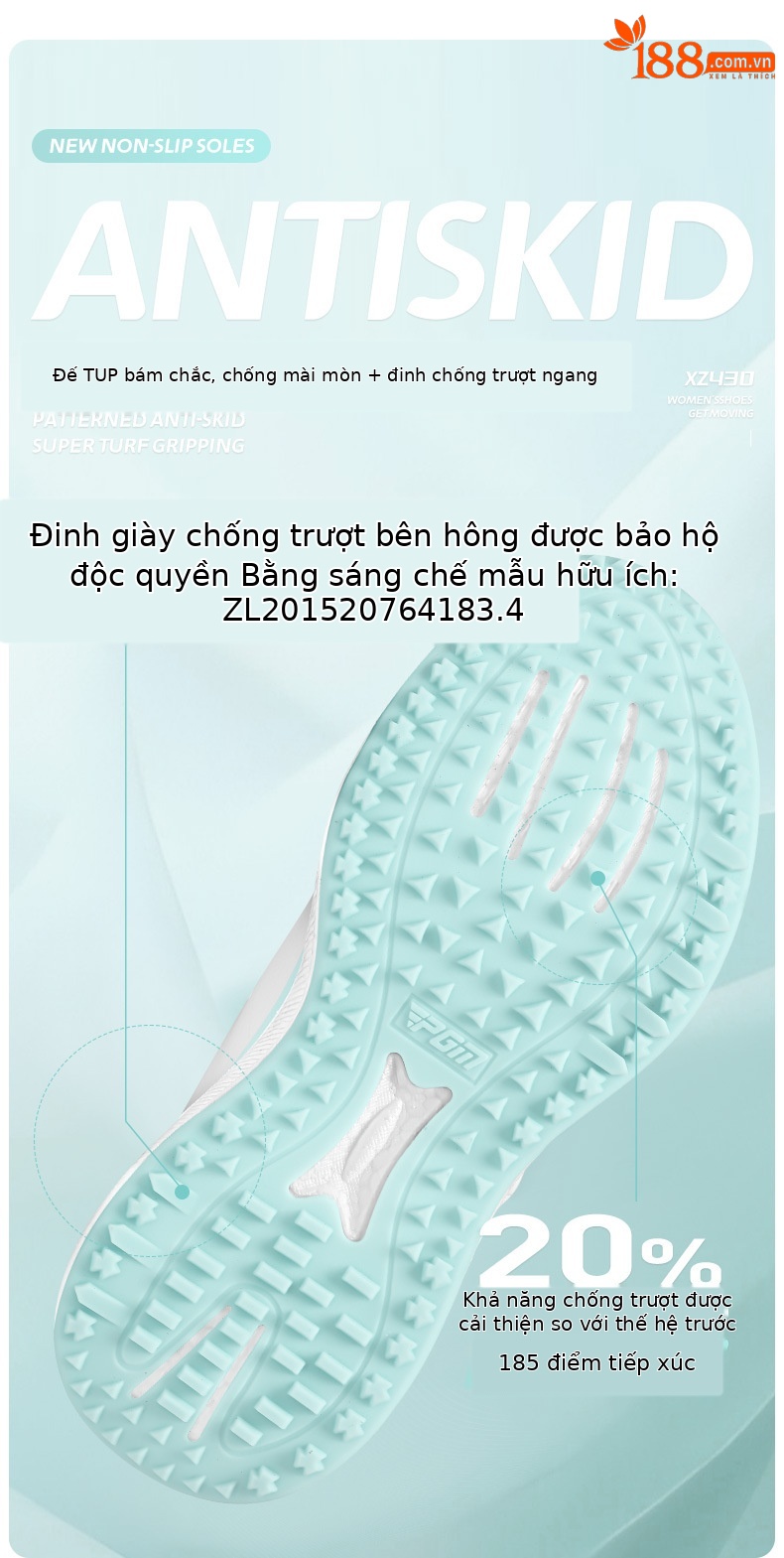 Giày golf PGM nữ lỗ thông gió mùa hè đế bắp rang tăng chiều cao — Kem muối biển-[Lỗ thông gió tản nhiệt/Đế giữa bật lên/Giày chống trượt được cấp bằng sáng chế] XZ430, Kem đường bột-[Lỗ thông gió tản nhiệt/đế giữa bỏng ngô/gai chống trượt được cấp bằng sáng chế] XZ430 chi tiết 8