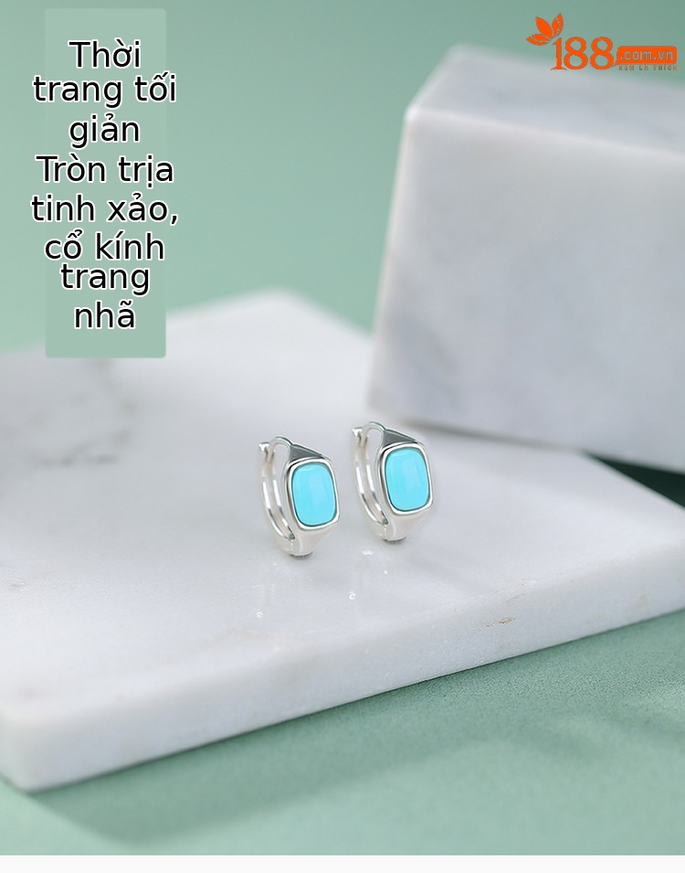 Bông tai bạc S925 hình học vuông phong cách retro cá tính — một cặp chi tiết 1