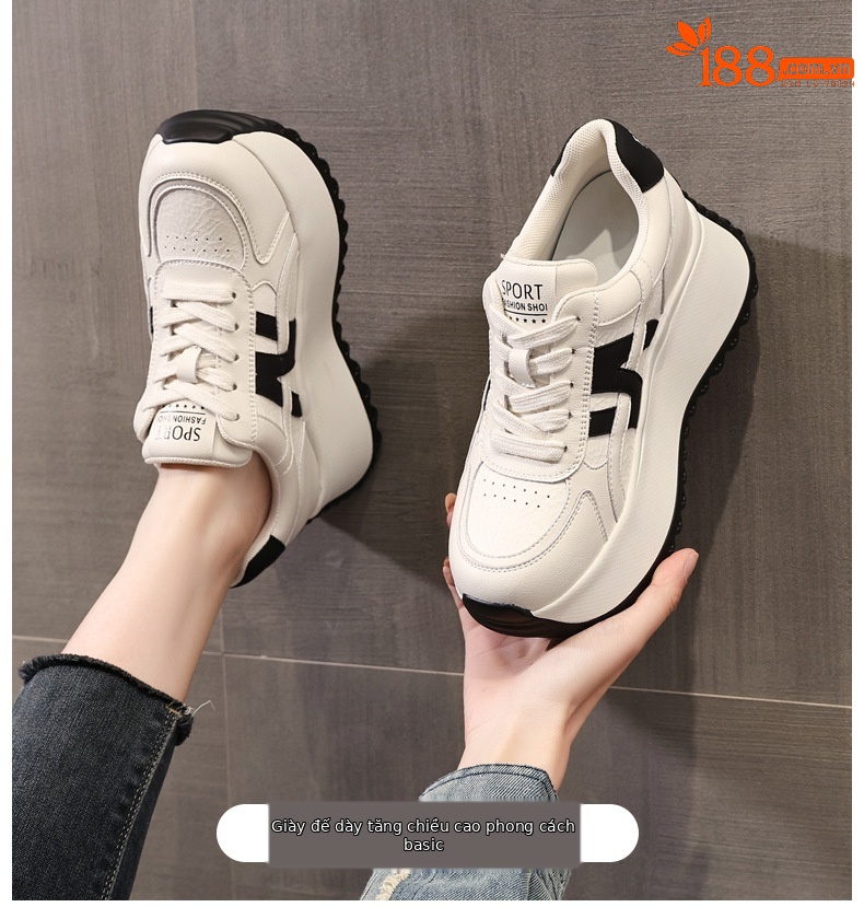 Giày sneaker nữ đế dày tăng chiều cao phong cách Đức Huấn — Cơm trắng mơ chi tiết 1
