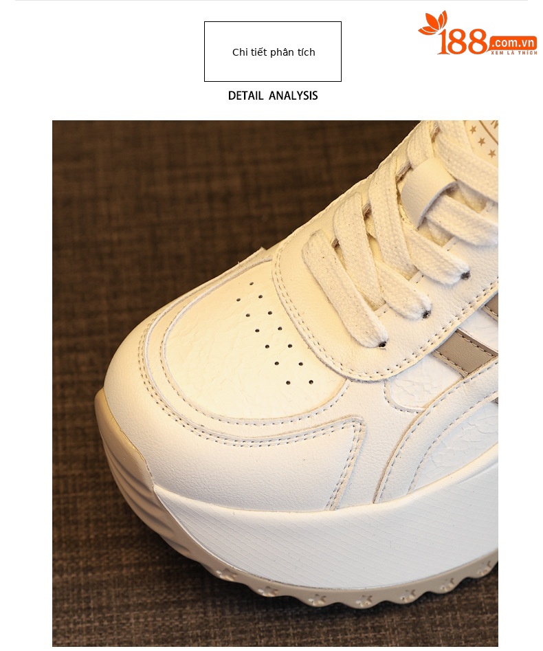 Giày sneaker nữ đế dày tăng chiều cao phong cách Đức Huấn — Cơm trắng mơ chi tiết 7