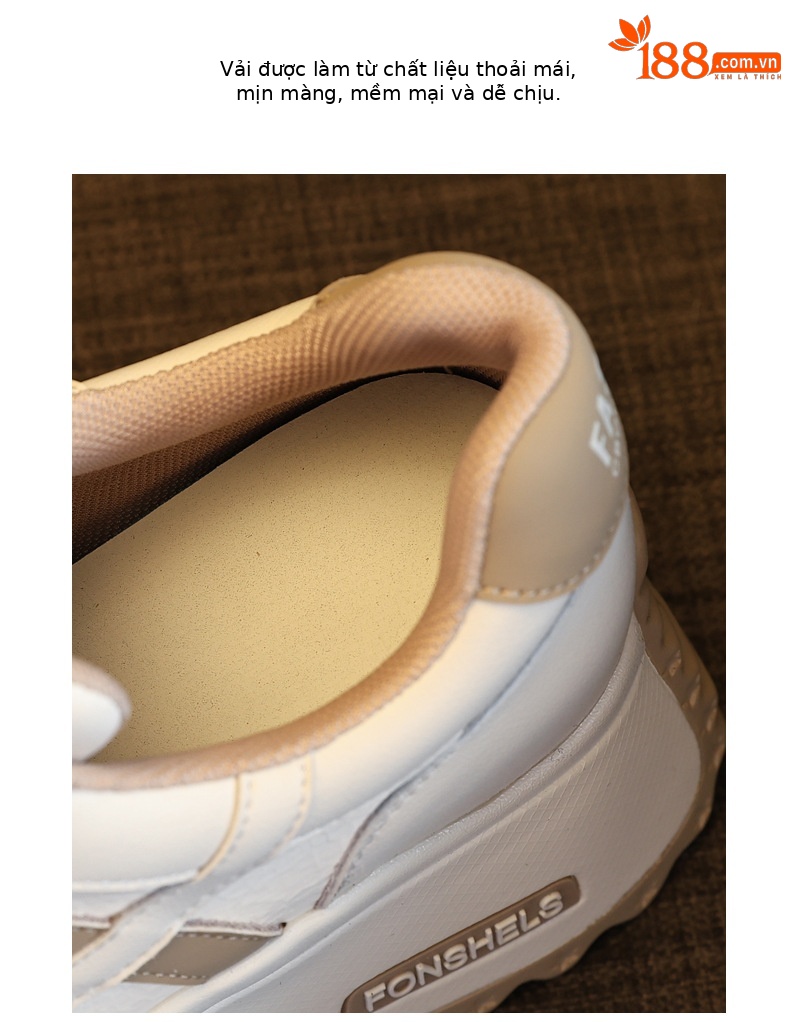 Giày sneaker nữ đế dày tăng chiều cao phong cách Đức Huấn — Cơm trắng mơ chi tiết 8