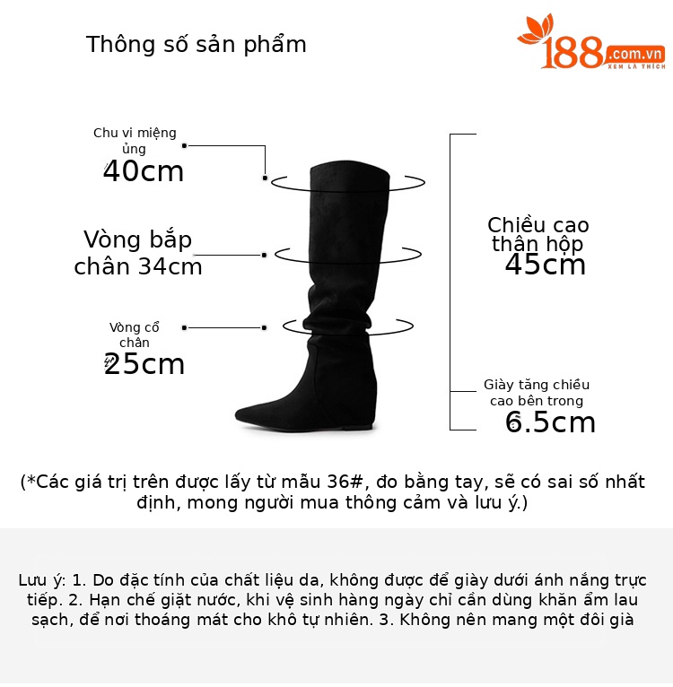 Boot nữ cao cổ mũi nhọn tăng chiều cao đế xuồng da lộn thu đông 2025 — Lớp lót đơn màu mơ, Lớp lót nhung đen, Lớp lót nhung màu mơ, Nhung nâu chi tiết 2