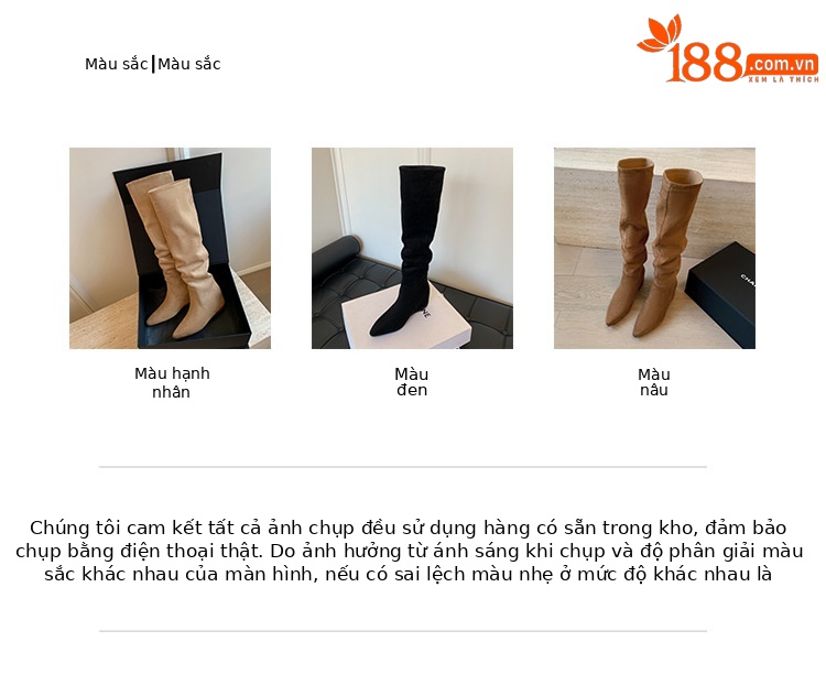 Boot nữ cao cổ mũi nhọn tăng chiều cao đế xuồng da lộn thu đông 2025 — Lớp lót đơn màu mơ, Lớp lót nhung đen, Lớp lót nhung màu mơ, Nhung nâu chi tiết 3