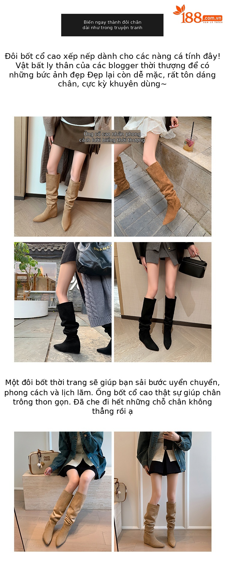 Boot nữ cao cổ mũi nhọn tăng chiều cao đế xuồng da lộn thu đông 2025 — Lớp lót đơn màu mơ, Lớp lót nhung đen, Lớp lót nhung màu mơ, Nhung nâu chi tiết 4