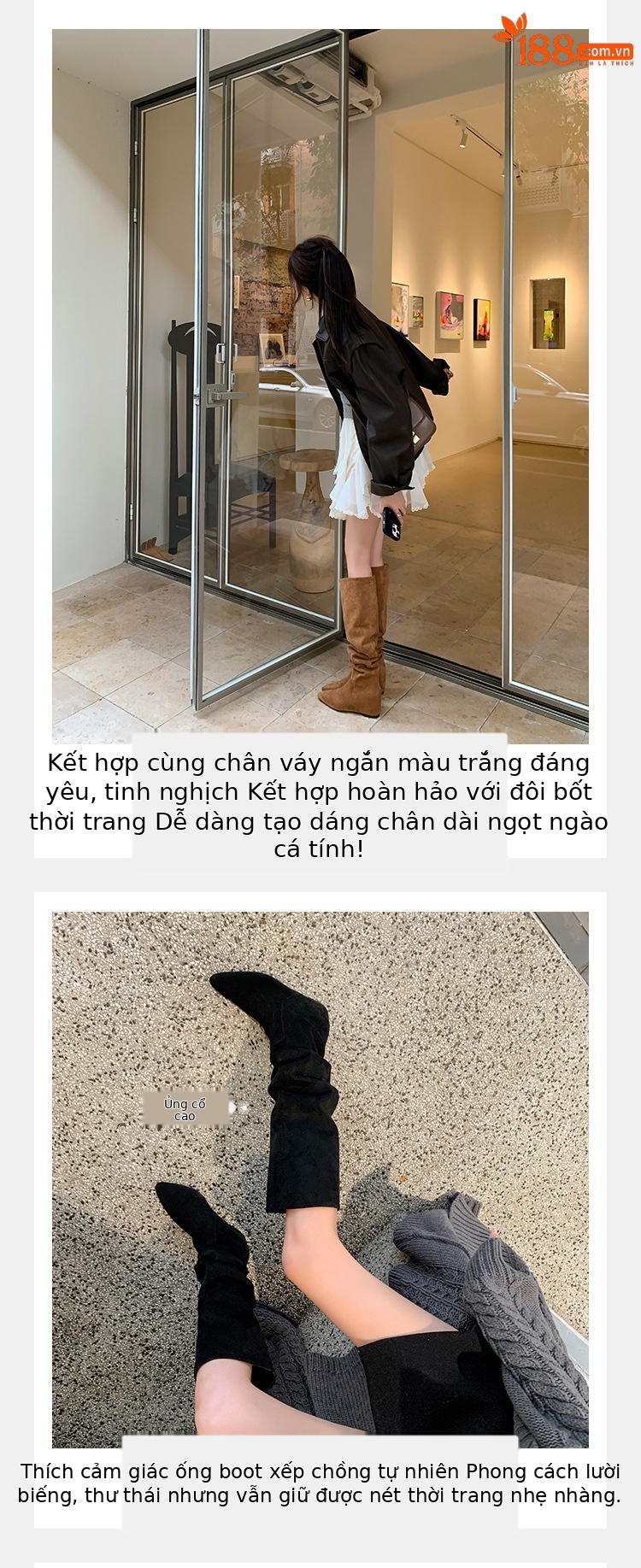 Boot nữ cao cổ mũi nhọn tăng chiều cao đế xuồng da lộn thu đông 2025 — Lớp lót đơn màu mơ, Lớp lót nhung đen, Lớp lót nhung màu mơ, Nhung nâu chi tiết 8