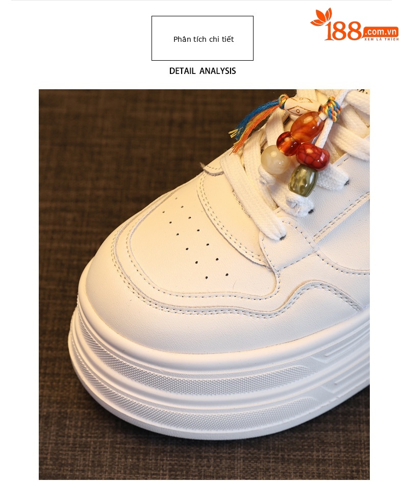 Giày sneaker nữ đế dày tăng chiều cao đa năng màu be, gót 9.5 cm — màu be chi tiết 7