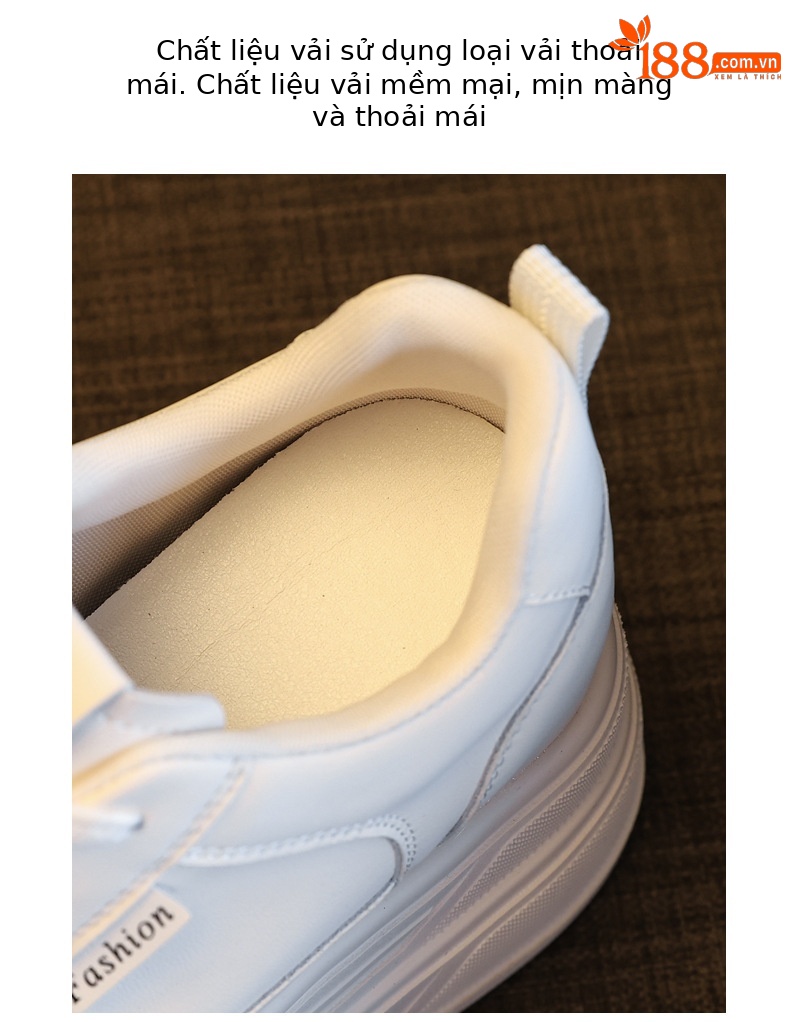 Giày sneaker nữ đế dày tăng chiều cao đa năng màu be, gót 9.5 cm — màu be chi tiết 8