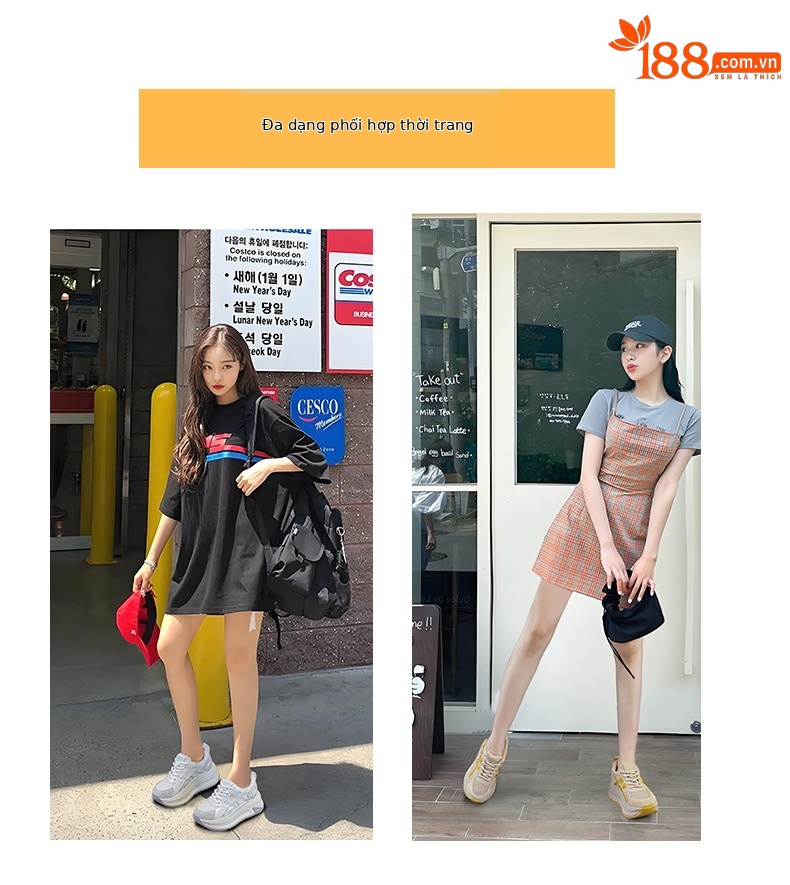 Giày sneaker nữ đế dày lưới mesh thoáng khí mẫu mới thu 2026 — M2916-1 da đỏ, M2916 lưới màu be, M2916-1 da màu vàng, M2916 lưới đỏ chi tiết 6