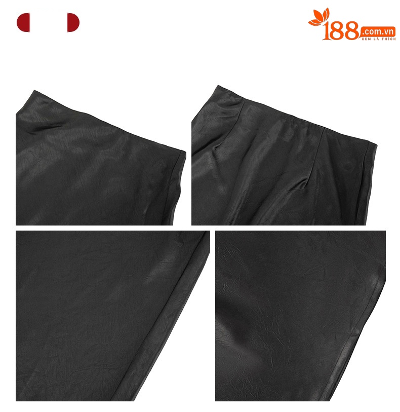 Chân váy bút chì nữ cạp cao dáng ôm A-line dài qua gối — đen chi tiết 3