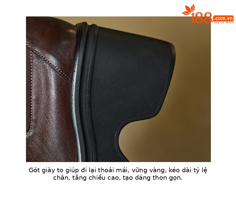 Boot Chelsea nữ da bò mũi tròn đế nêm siêu cao gót cổ ngắn mùa thu đông — Lớp lót nhung đen, đen, Lớp lót nhung màu nâu, nâu chi tiết 4