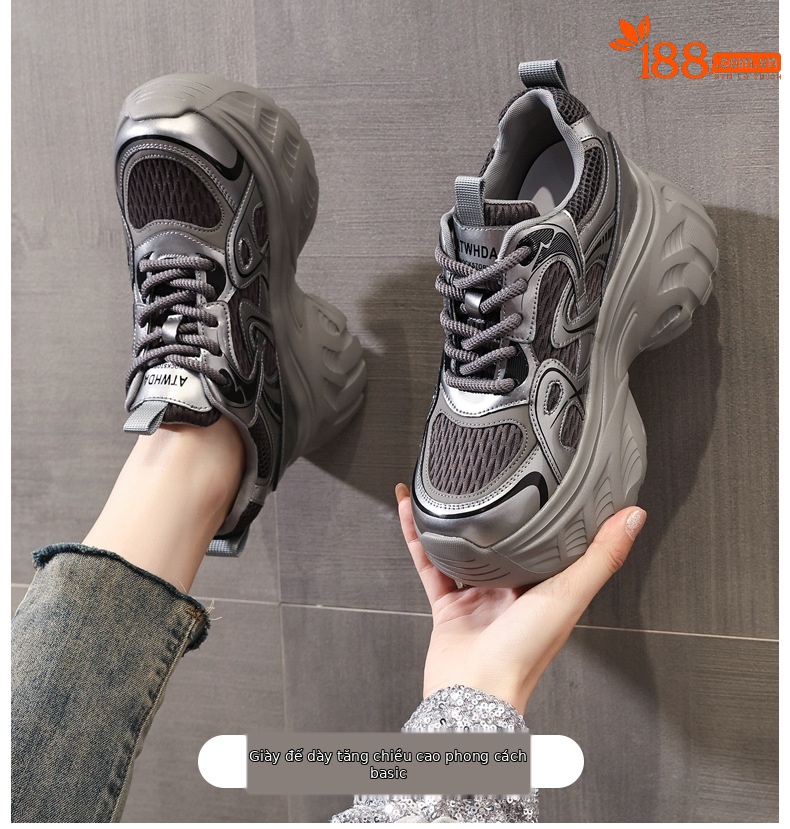 Giày thể thao nữ đế dày lưới thoáng khí kiểu bố — đen chi tiết 1