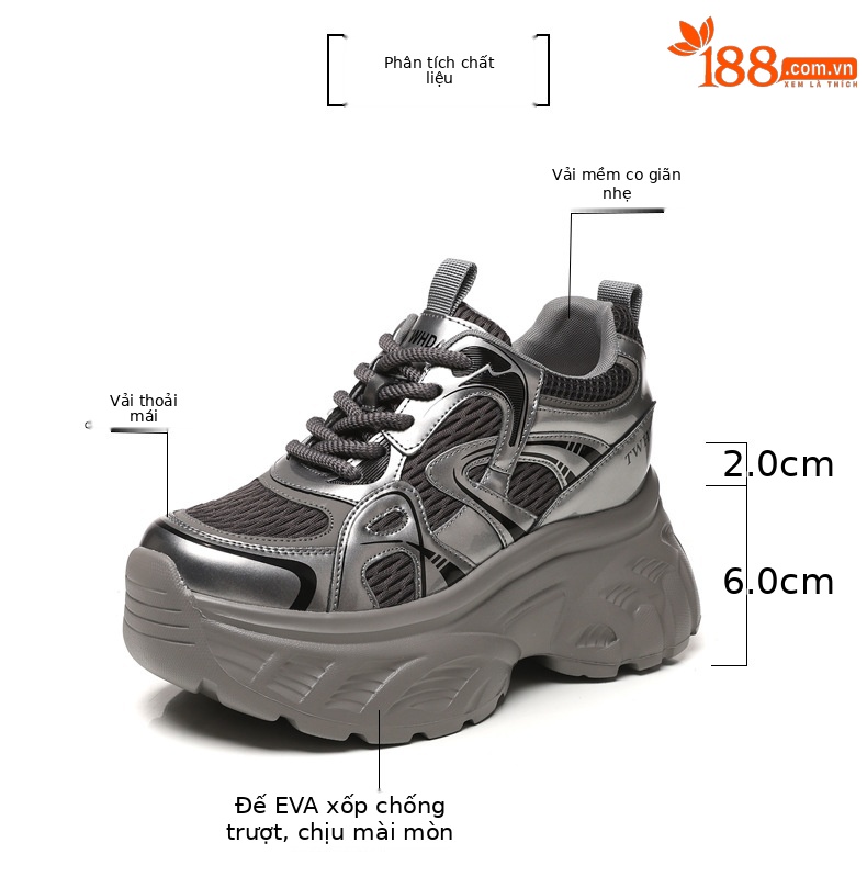 Giày thể thao nữ đế dày lưới thoáng khí kiểu bố — đen chi tiết 3