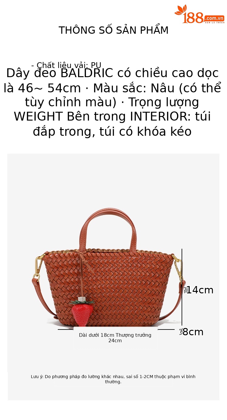Túi cói dệt tay nữ đi biển đeo vai chéo thời trang mùa xuân hè chi tiết 11
