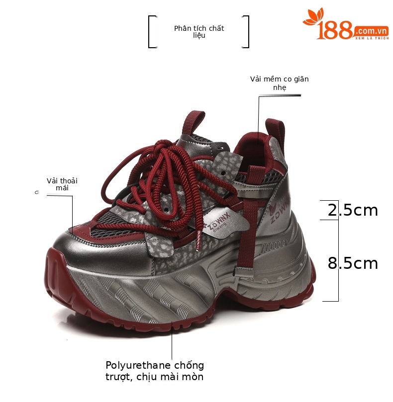 Giày sneaker nữ đế xuồng trắng thời trang, đế dày tăng chiều cao 9.5 cm — màu be chi tiết 3