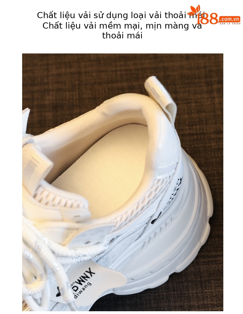 Giày sneaker nữ đế xuồng trắng thời trang, đế dày tăng chiều cao 9.5 cm — màu be chi tiết 8