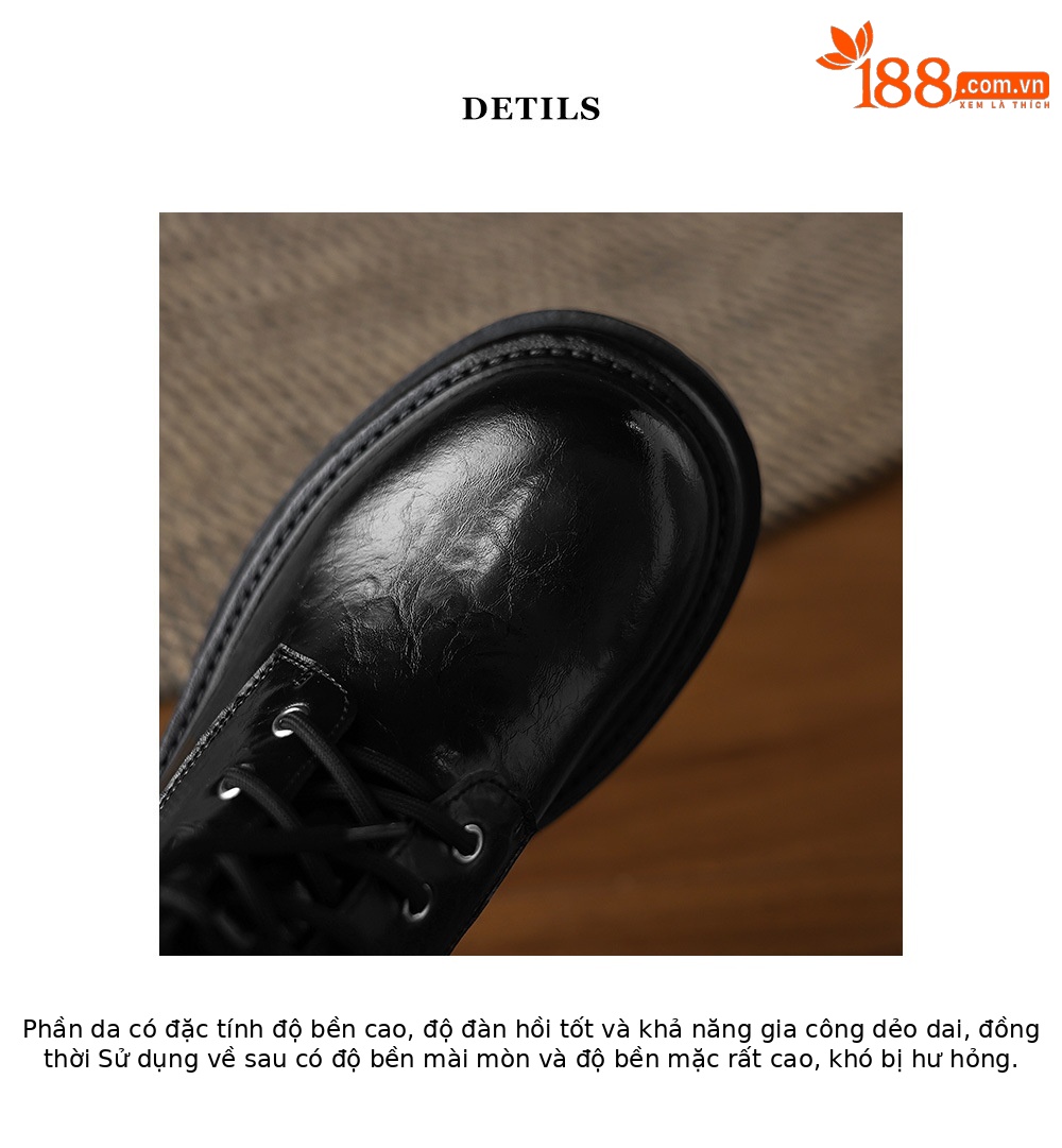 Boot Martin nữ gót dày buộc dây đế tăng chiều cao phong cách Maillard thu đông 2025 — Lớp lót nhung đen, Nhung nâu, Lớp lót đơn màu đen, Lớp lót đơn màu nâu chi tiết 19